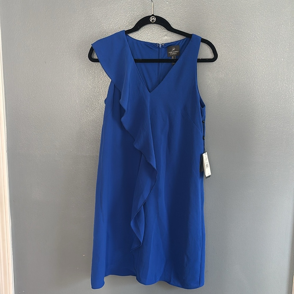 NWT Adrianna Papell Blue Ruffle Dress - Picture 8 of 8
